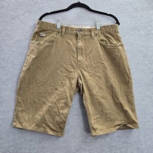 Vans Men Shorts 32 Khaki Beige Chino Twill Pockets Mid Rise 10" Inseam Cotton